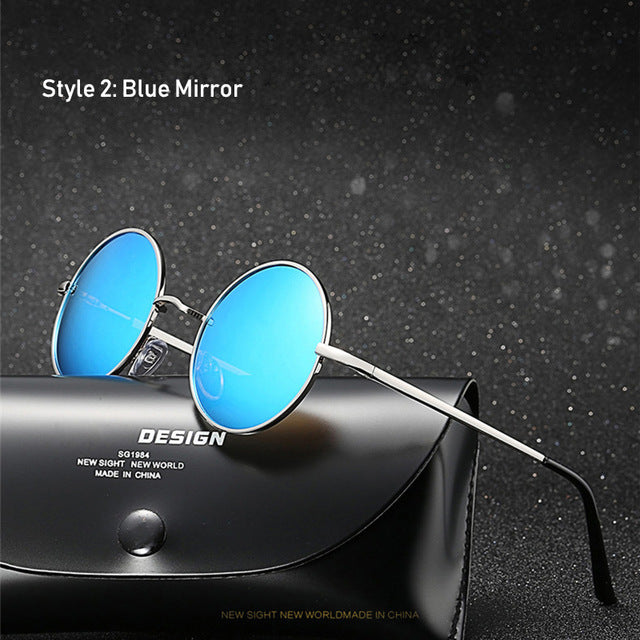 Metal Round Sunglasses Women Polarized Retro Sun Glasses for Men Driving  Eyewear - Black With Red - CV18X4RDMGL