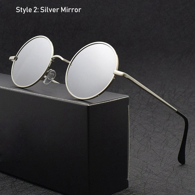 Metal Round Sunglasses Women Polarized Retro Sun Glasses for Men Driving  Eyewear - Black With Red - CV18X4RDMGL